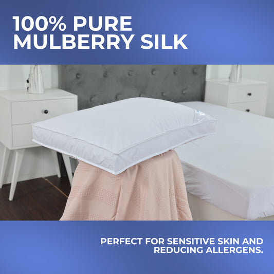 100% Mulberry Silk Box Pillow + 400 T/C Egyptian Cotton Cover