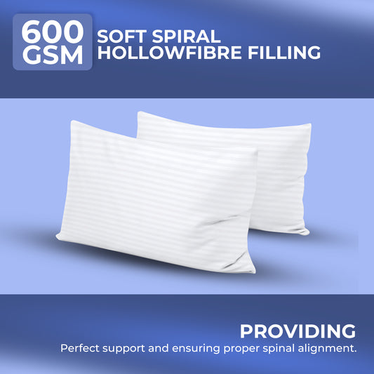 Hotel Quality Egyptian Stripe Pillows | Soft Hollowfibre Fill