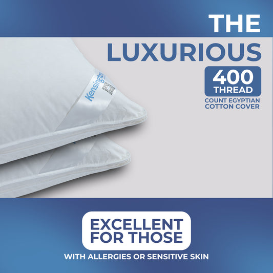 100% Pure Silk Mulberry Filled Pillows 1300G with 400 T/C Egyptian Cotton Cover