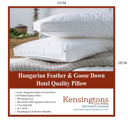 Hungarian Feather & Goose Down Hotel Quality Pillow