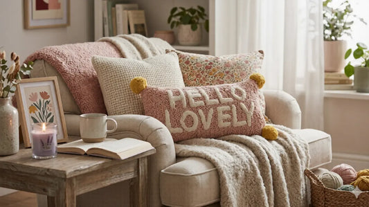 Tufted Hello Lovely Cushion Pink | Cute Home Cushion UK