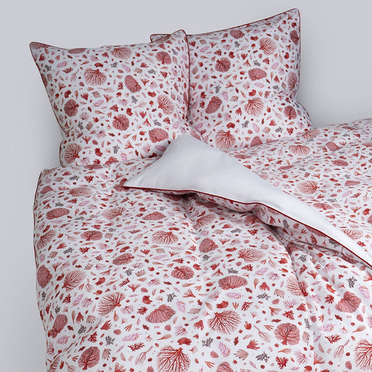 400TC 100%Cotton Percale Duvet Cover Set Coral
