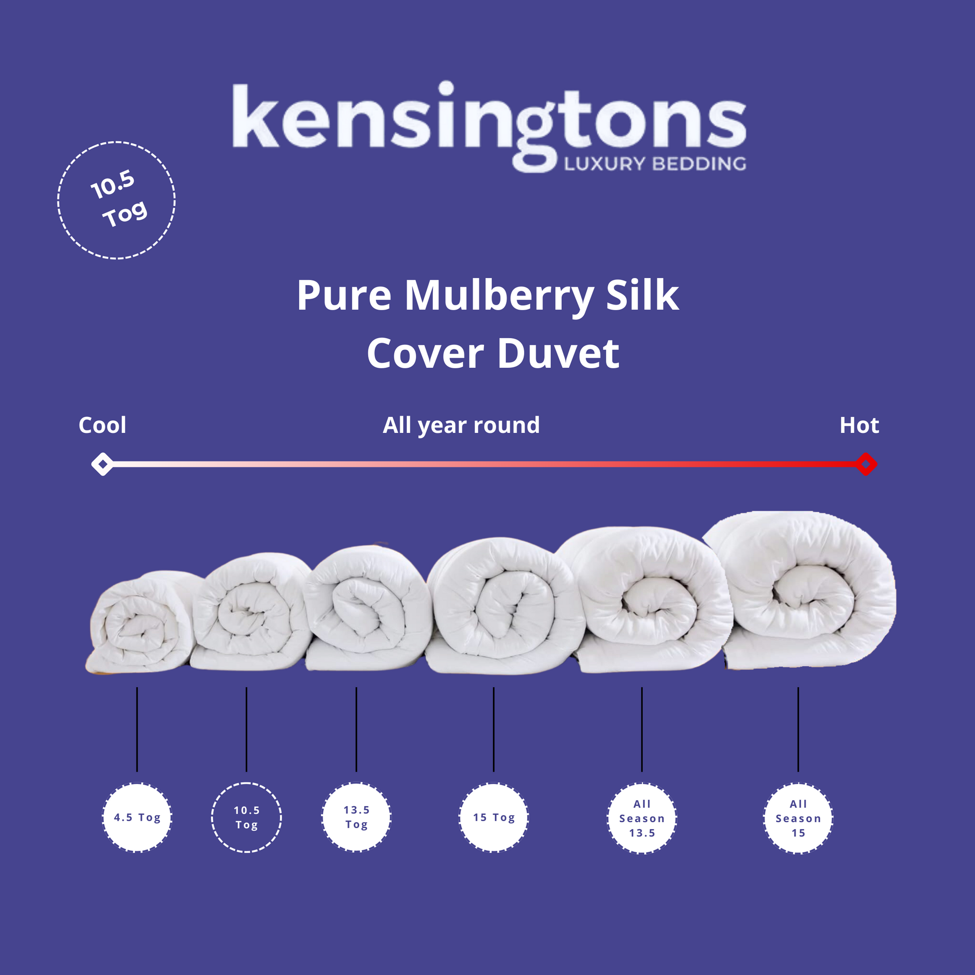 100% Mulberry Silk Duvets - 10.5 Tog