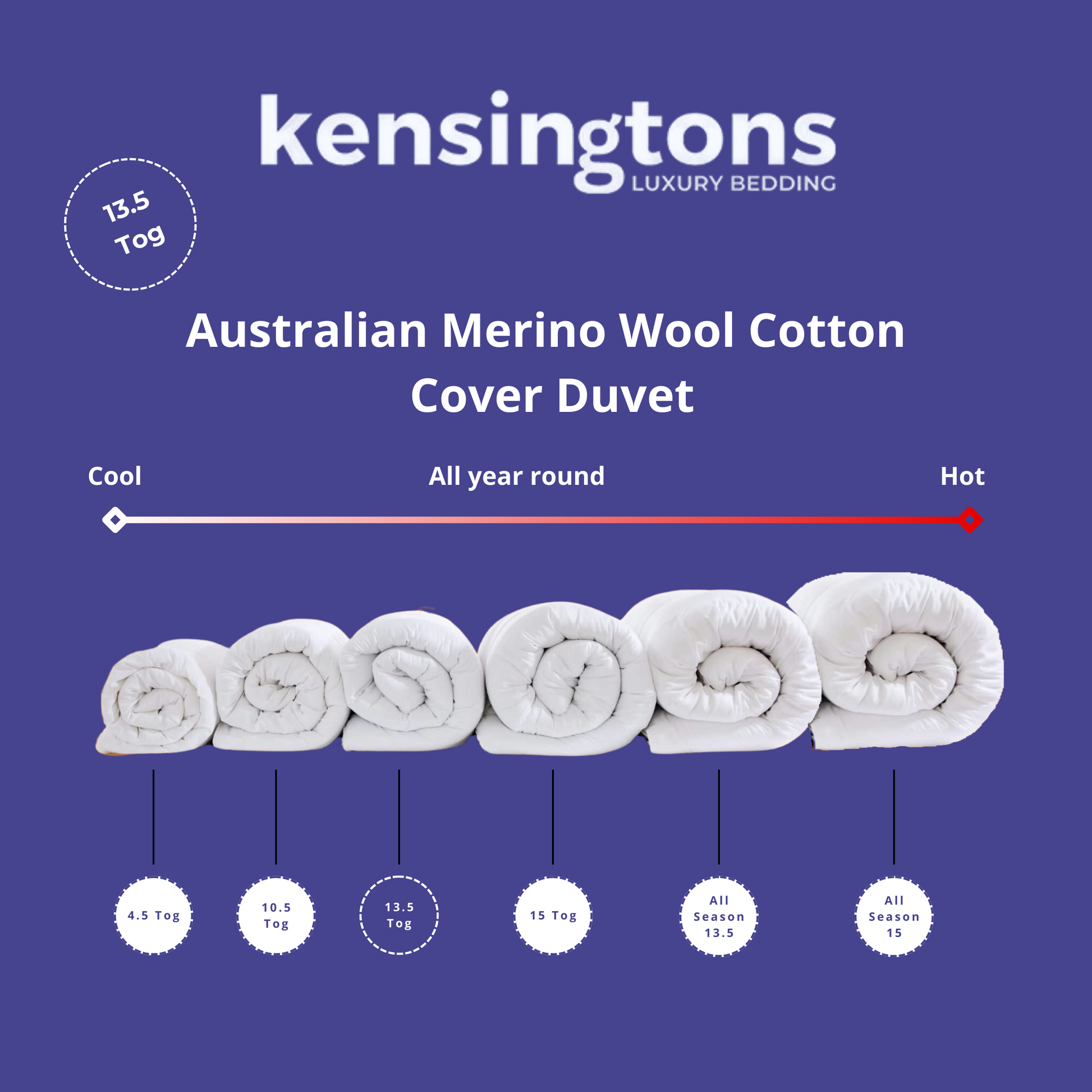 Australian Merino Wool Duvet - 13.5 Tog
