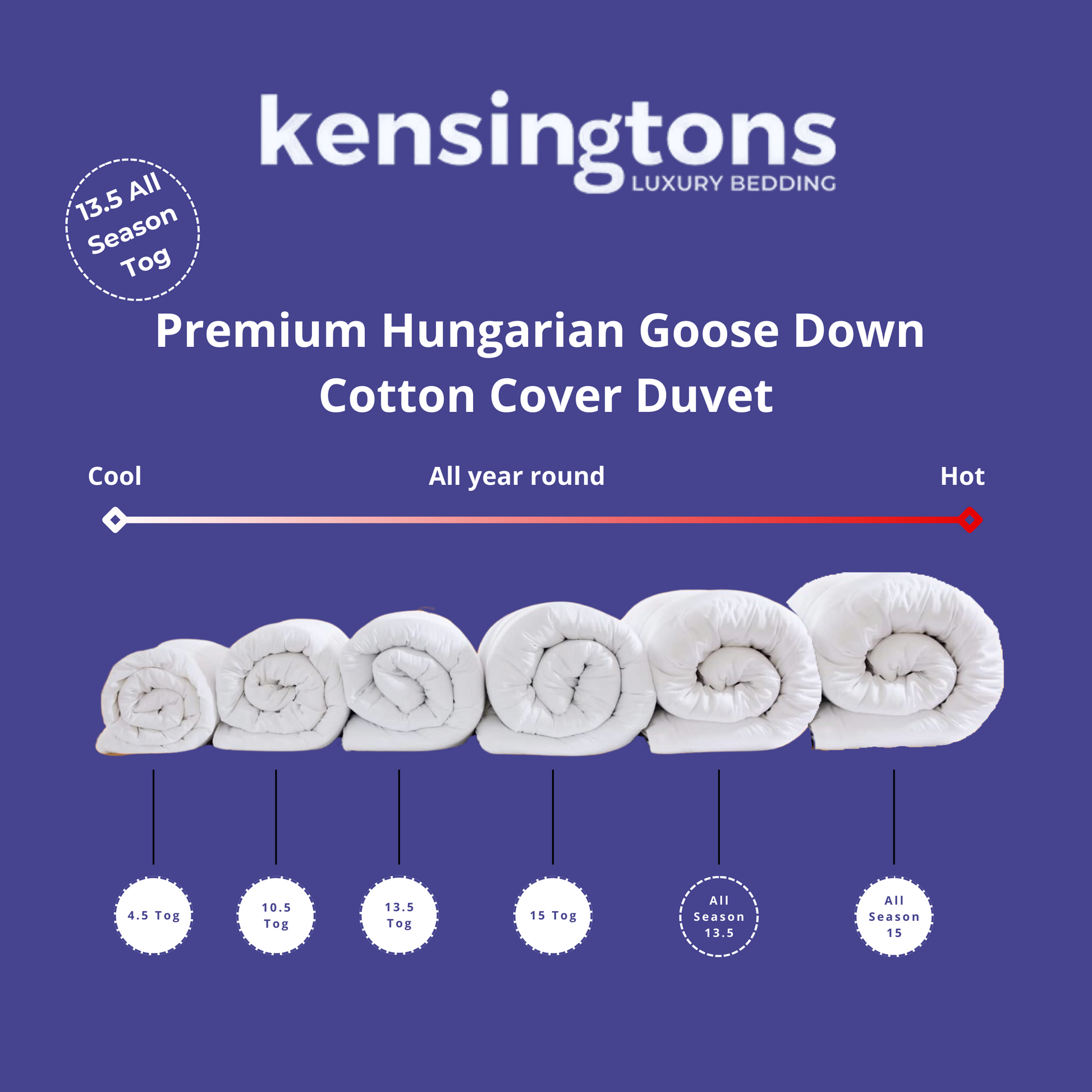 Premium Down Duvet Inserts - 13.5 All Season Tog